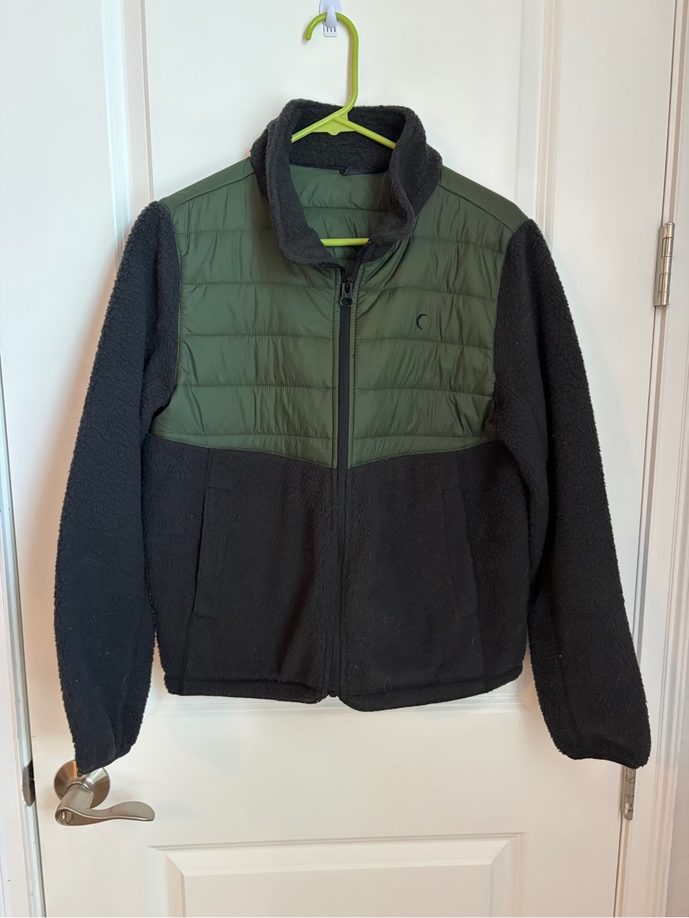 ZYIA Olive Green & Black Kids Puffer Fleece Jacket